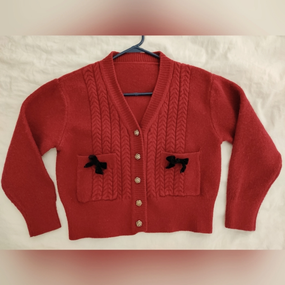 Thick red sweater
